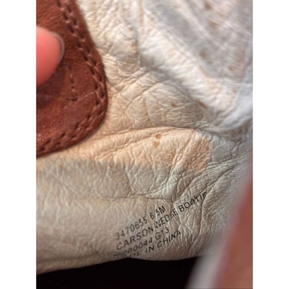FRYE Carson Booties hidden wedge cognac Sz 6.5, $375 - Picture 9 of 12